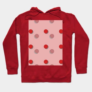 Red circles on a pink background, polka dot. Hoodie